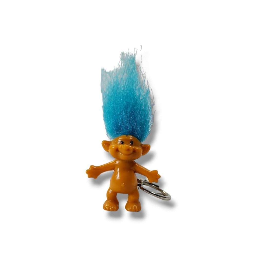 ACME Vintage 1991 Troll Key Chain/Pencil Top Topper Aqua‎ Blue Hair